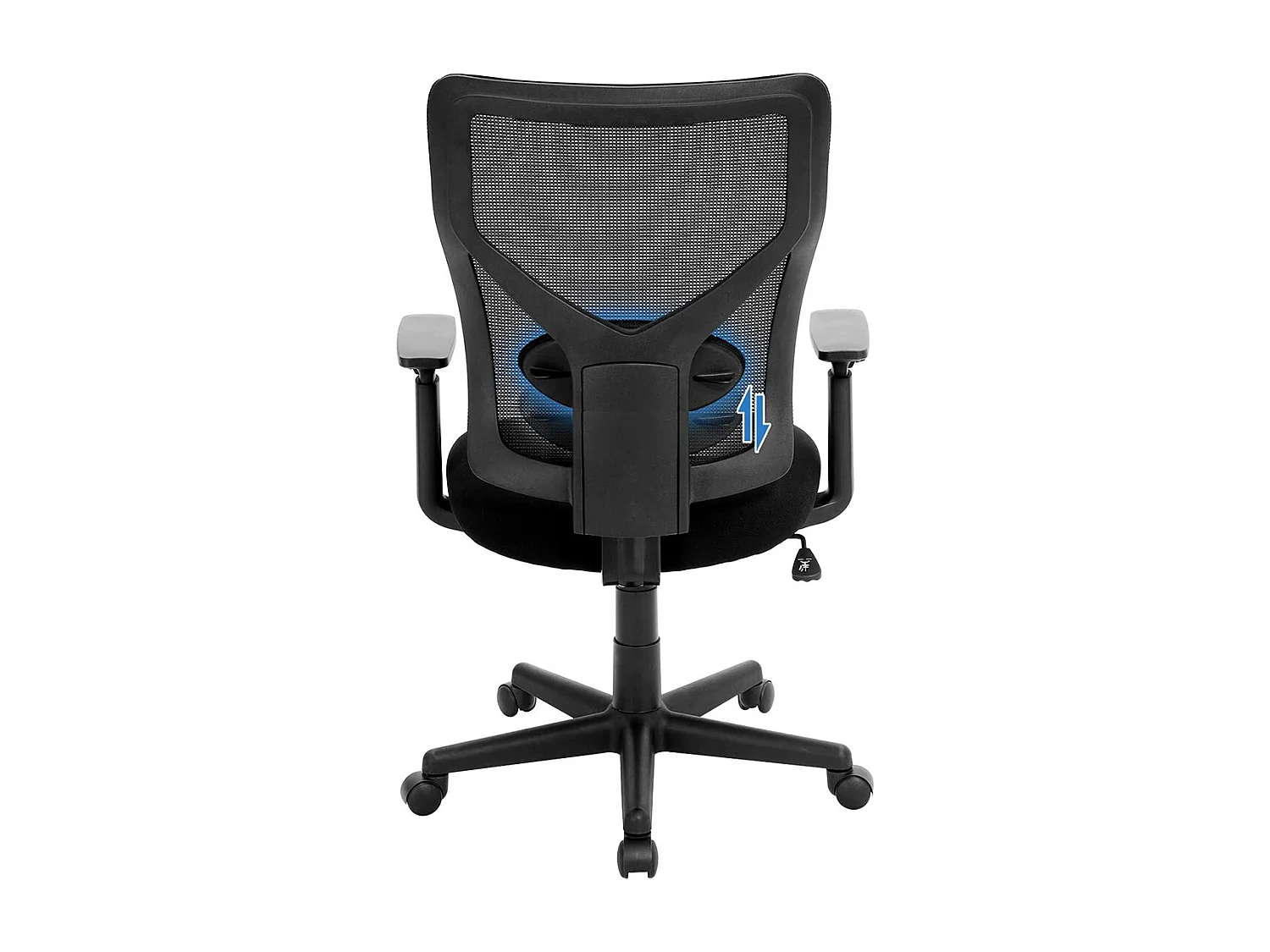 SONGMICS Mid-back Mesh Office Chair, drejelig ergonomisk stol med vippemekanisme, polstret med indvendig fjeder, justerbar lændestøtte, armlæn,