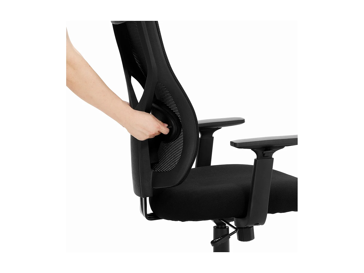 SONGMICS Mid-back Mesh Office Chair, drejelig ergonomisk stol med vippemekanisme, polstret med indvendig fjeder, justerbar lændestøtte, armlæn,