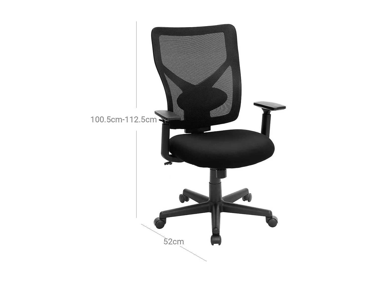 SONGMICS Mid-back Mesh Office Chair, drejelig ergonomisk stol med vippemekanisme, polstret med indvendig fjeder, justerbar lændestøtte, armlæn,