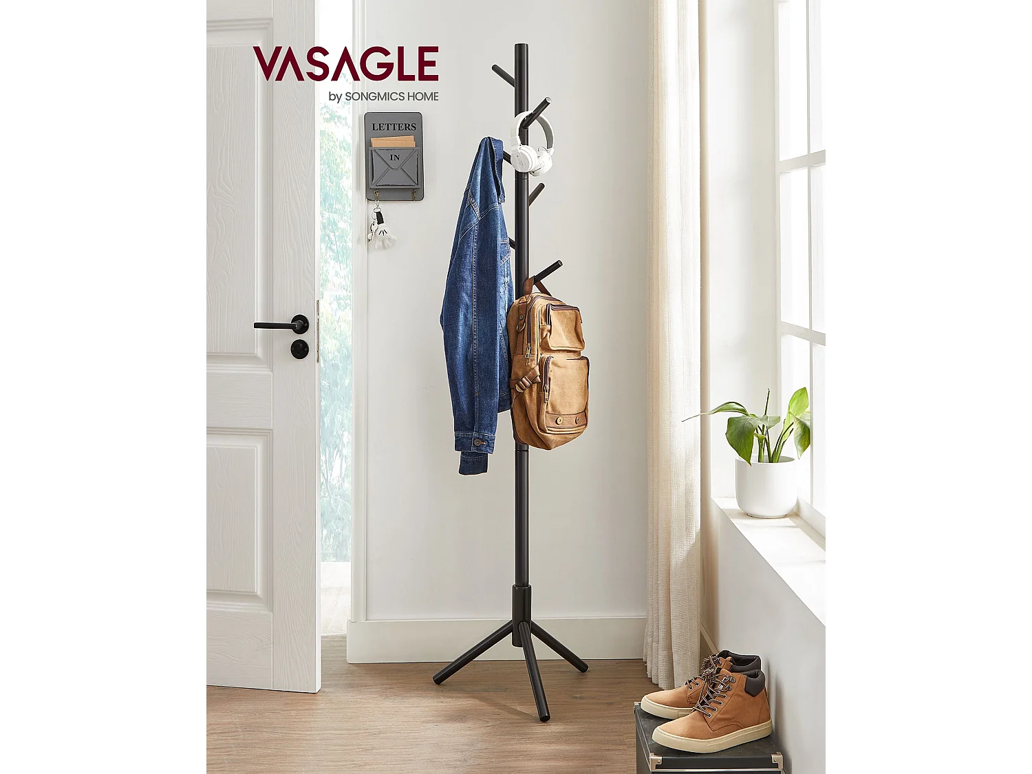 VASAGLE Knagerække sort