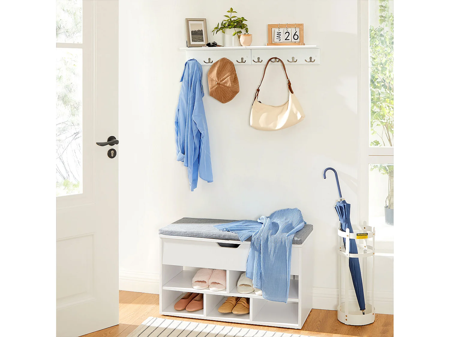 Wandgarderobe mit Regal weiß