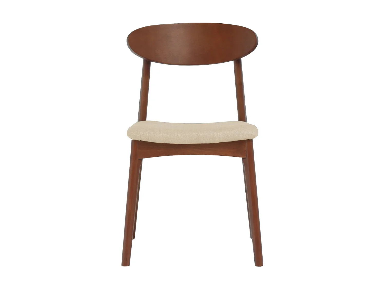 Silla vintage de madera de hevea nogal y tela (juego de 2) beige