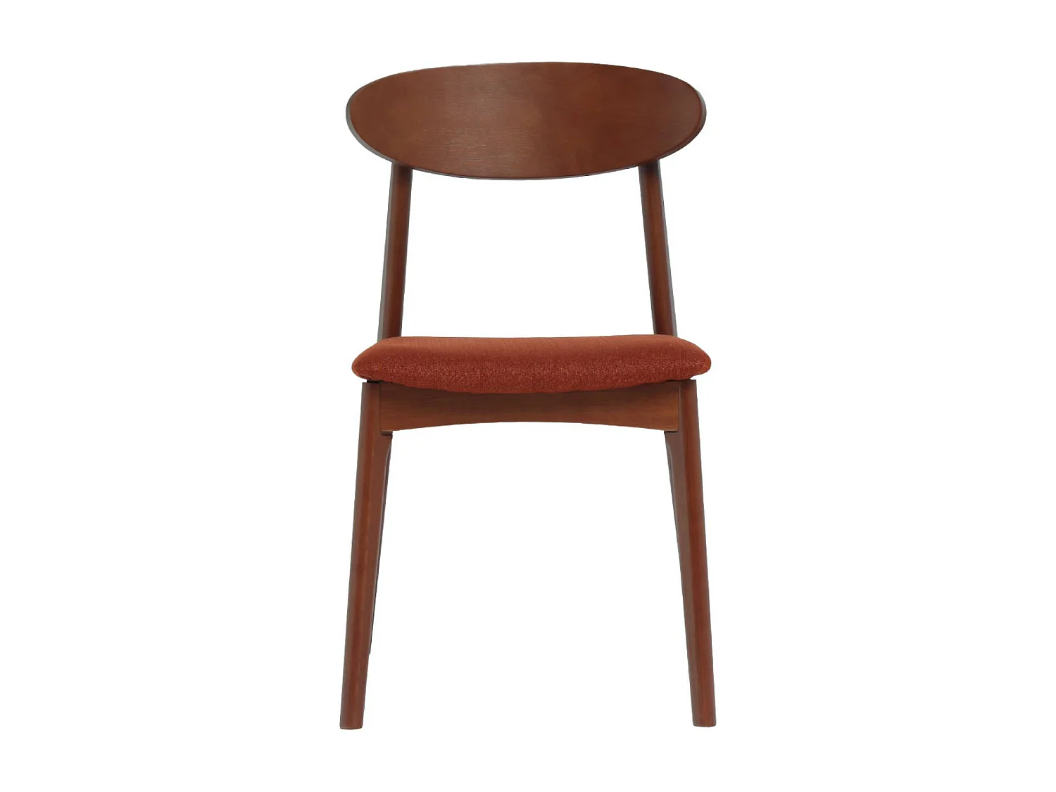 Silla vintage de madera de hevea nogal y tela (juego de 2) terracota