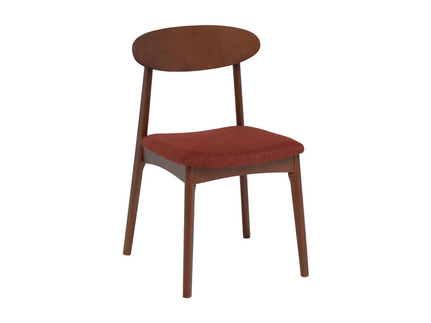 Silla vintage de madera de hevea nogal y tela (juego de 2) terracota