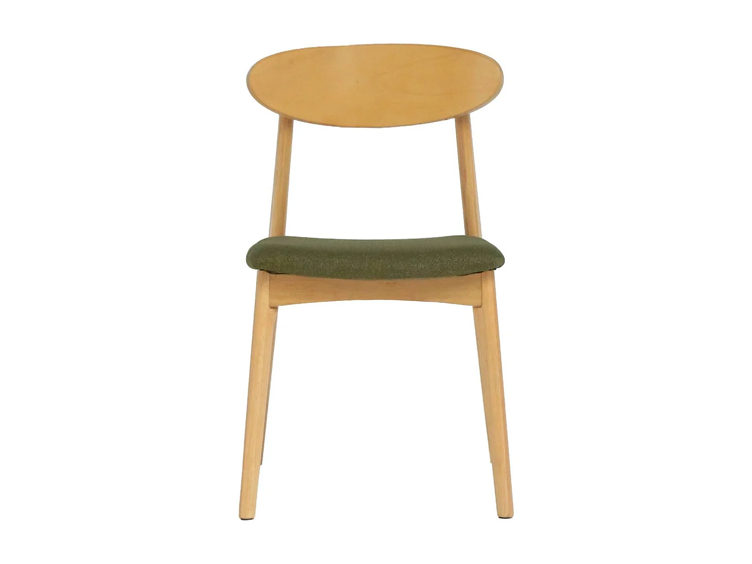 Silla vintage de madera de hevea natural y tela (lote de 2) verde kaki