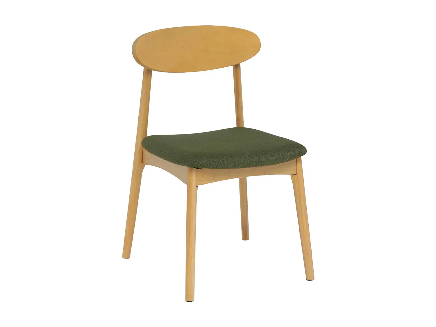 Silla vintage de madera de hevea natural y tela (lote de 2) verde kaki