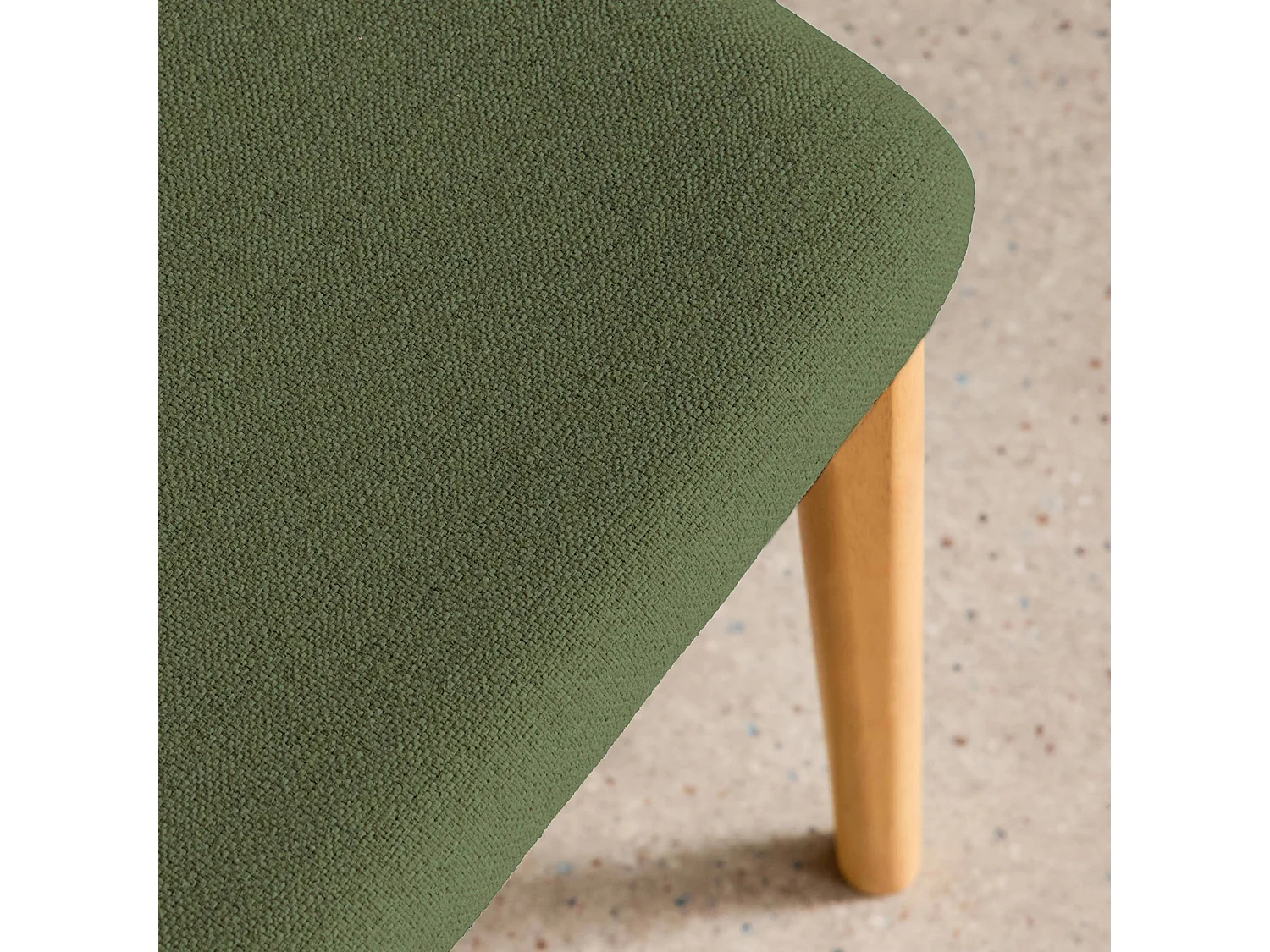 Silla vintage de madera de hevea natural y tela, set de 2 verde kaki