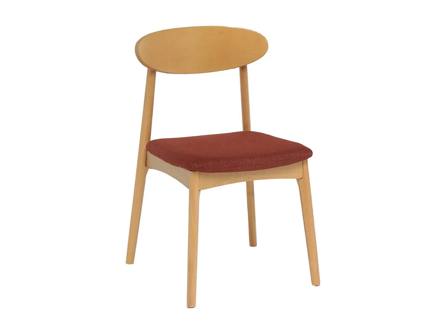 Silla vintage de madera de hevea natural y tela (lote de 2) terracota