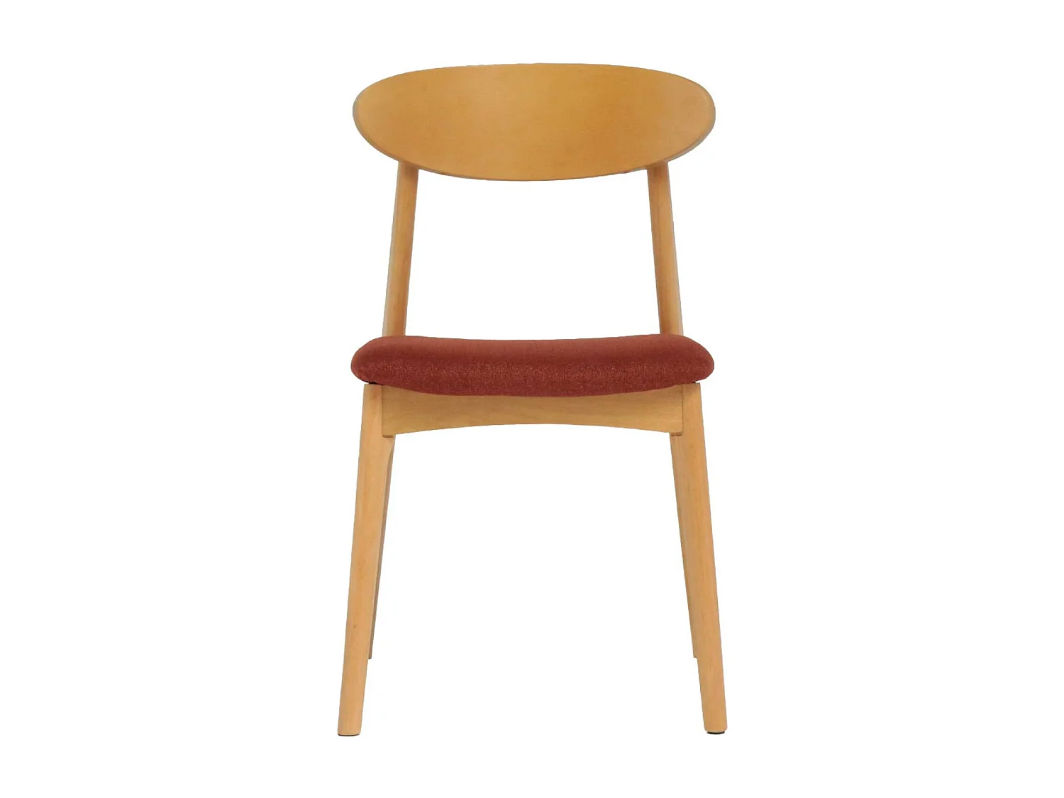 Silla vintage de madera de hevea natural y tela (lote de 2) terracota