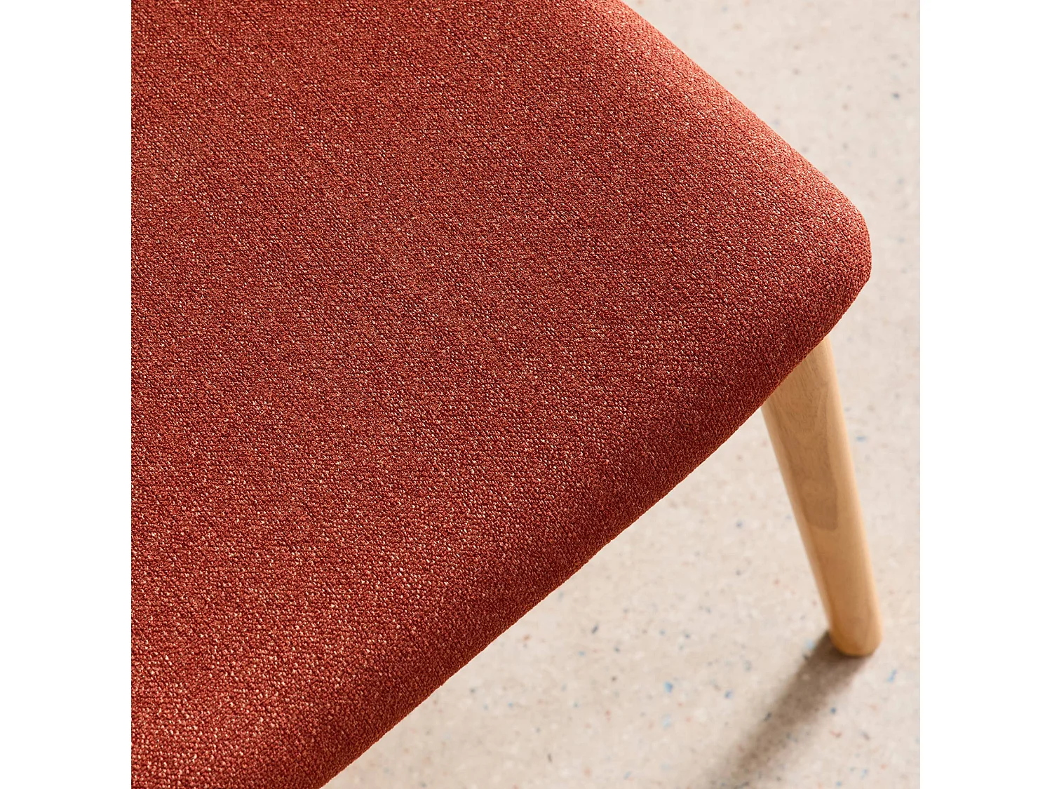 Silla vintage de madera de hevea natural y tela, set de 2 terracota