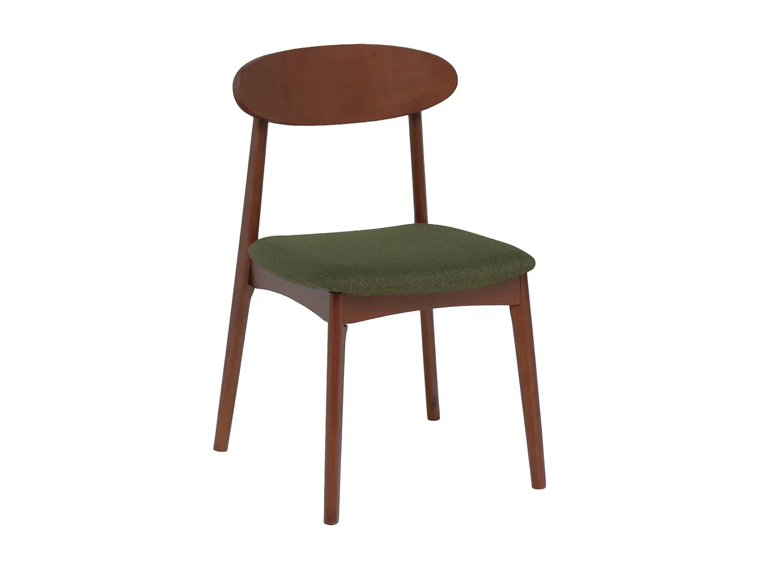 Silla vintage de madera de hevea nogal y tela (juego de 2) verde kaki