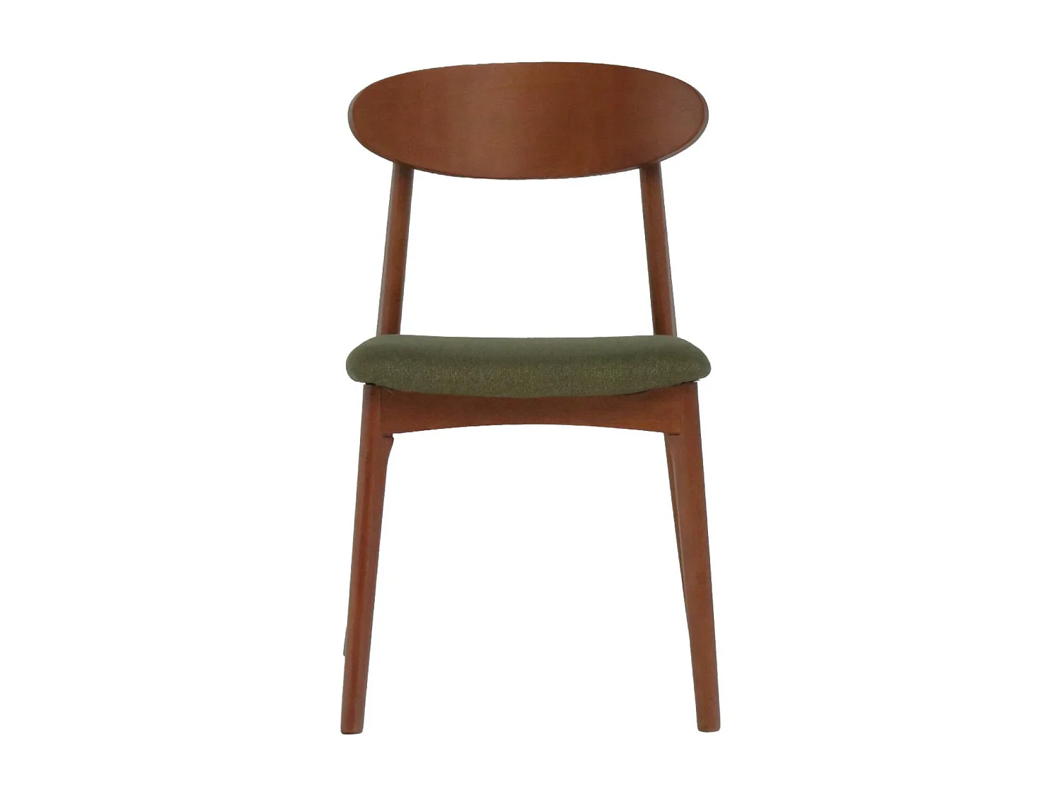 Silla vintage de madera de hevea nogal y tela (juego de 2) verde kaki
