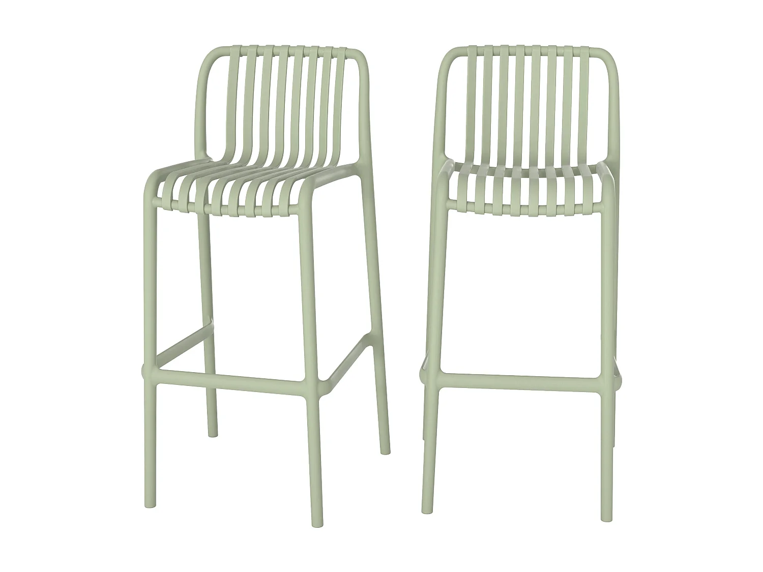 Lot de 2 chaises de bar de jardin 76 cm en plastique vert pastel - Duli