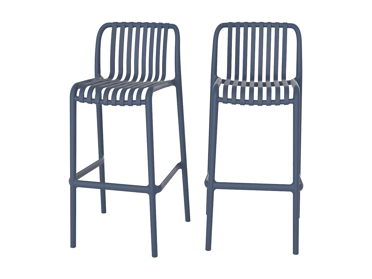 Lot de 2 chaises de bar de jardin 76 cm en plastique bleu marine - Duli