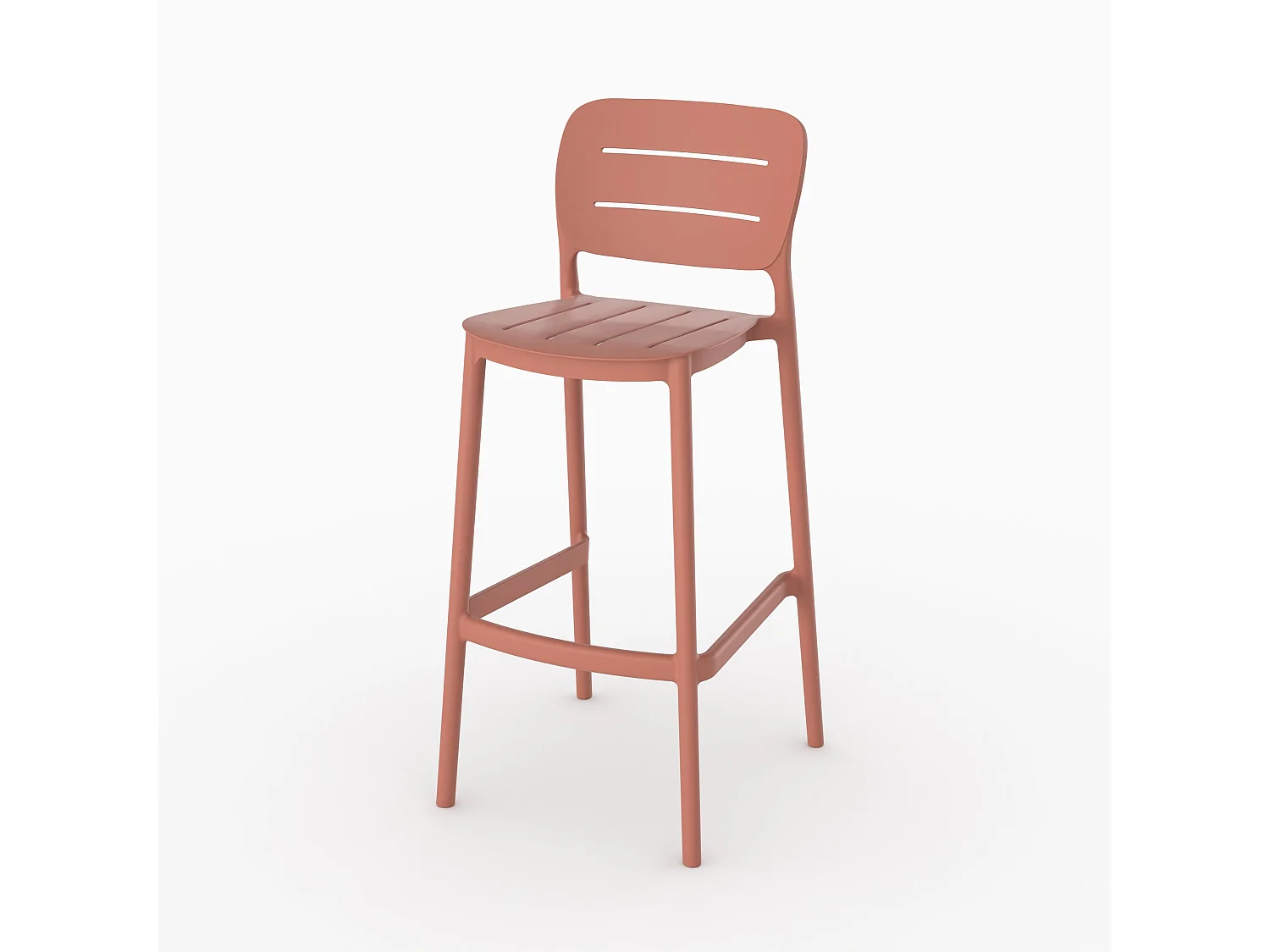 Conjunto de 2 sillas de bar de jardín de 75 cm en plástico terracota - Lola