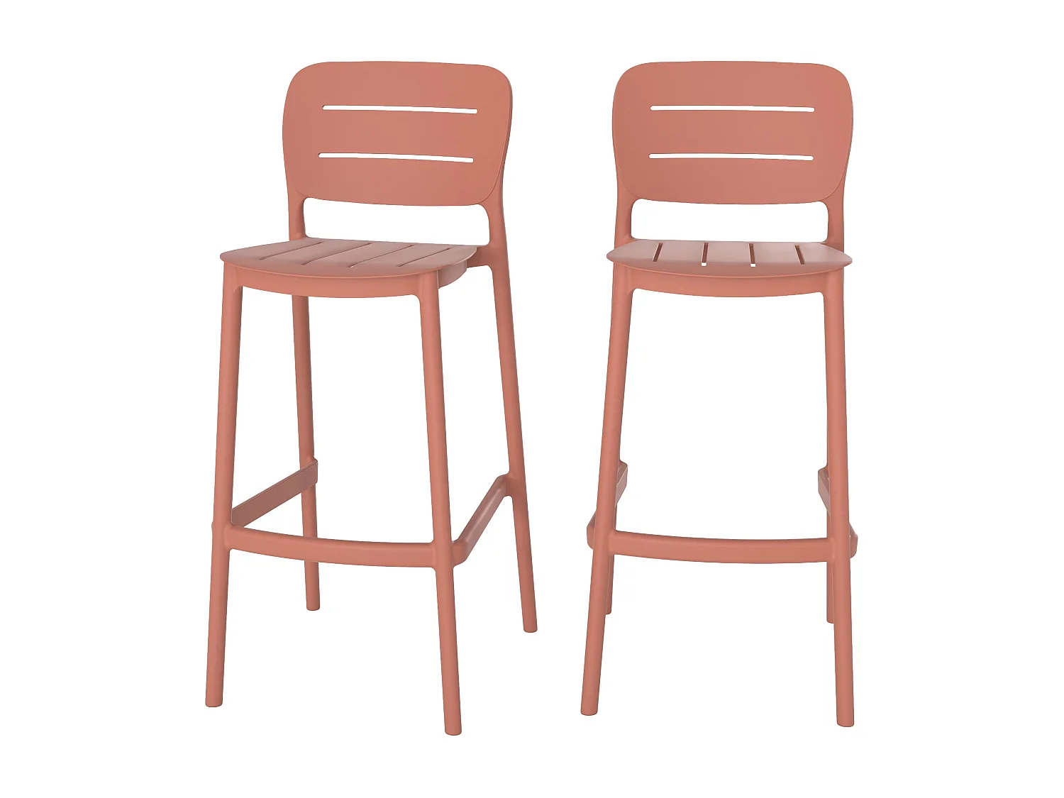 Conjunto de 2 sillas de bar de jardín de 75 cm en plástico terracota - Lola