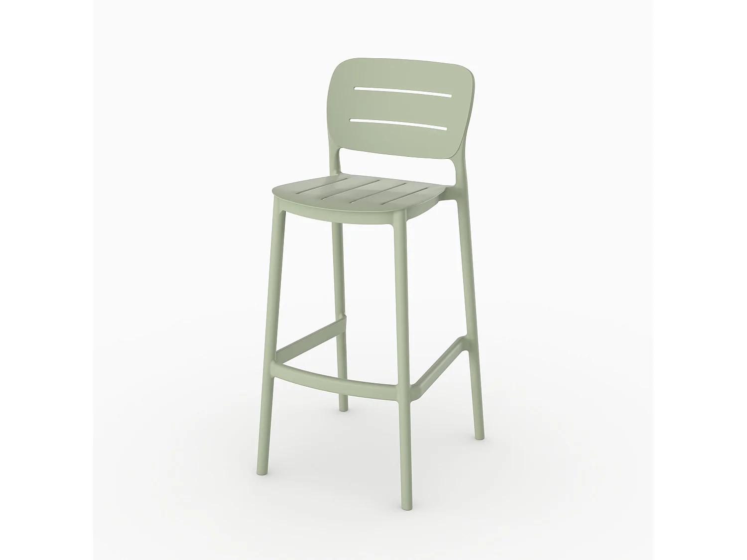Lot de 2 chaises de bar de jardin 75 cm en plastique vert pastel - Lola