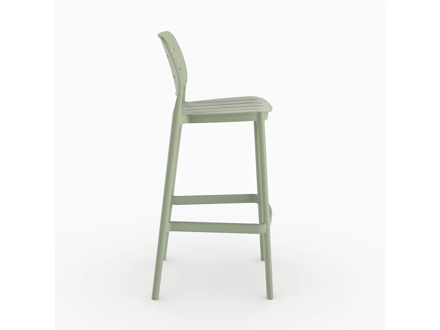 Lot de 2 chaises de bar de jardin 75 cm en plastique vert pastel - Lola