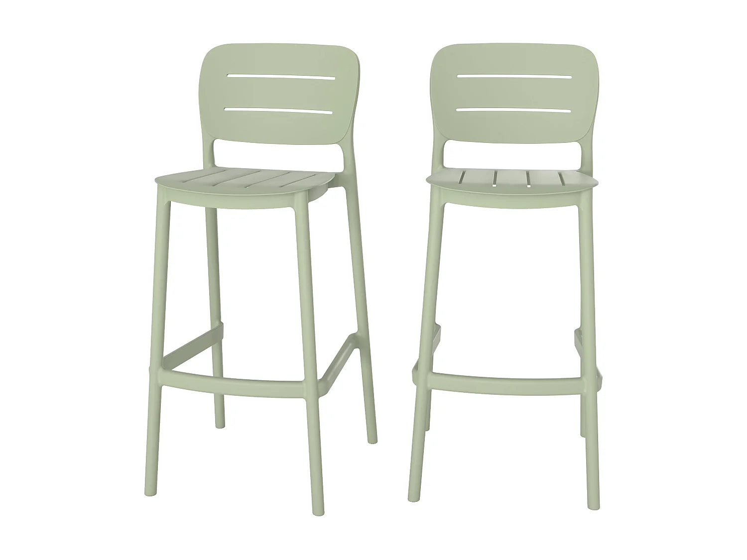 Lot de 2 chaises de bar de jardin 75 cm en plastique vert pastel - Lola