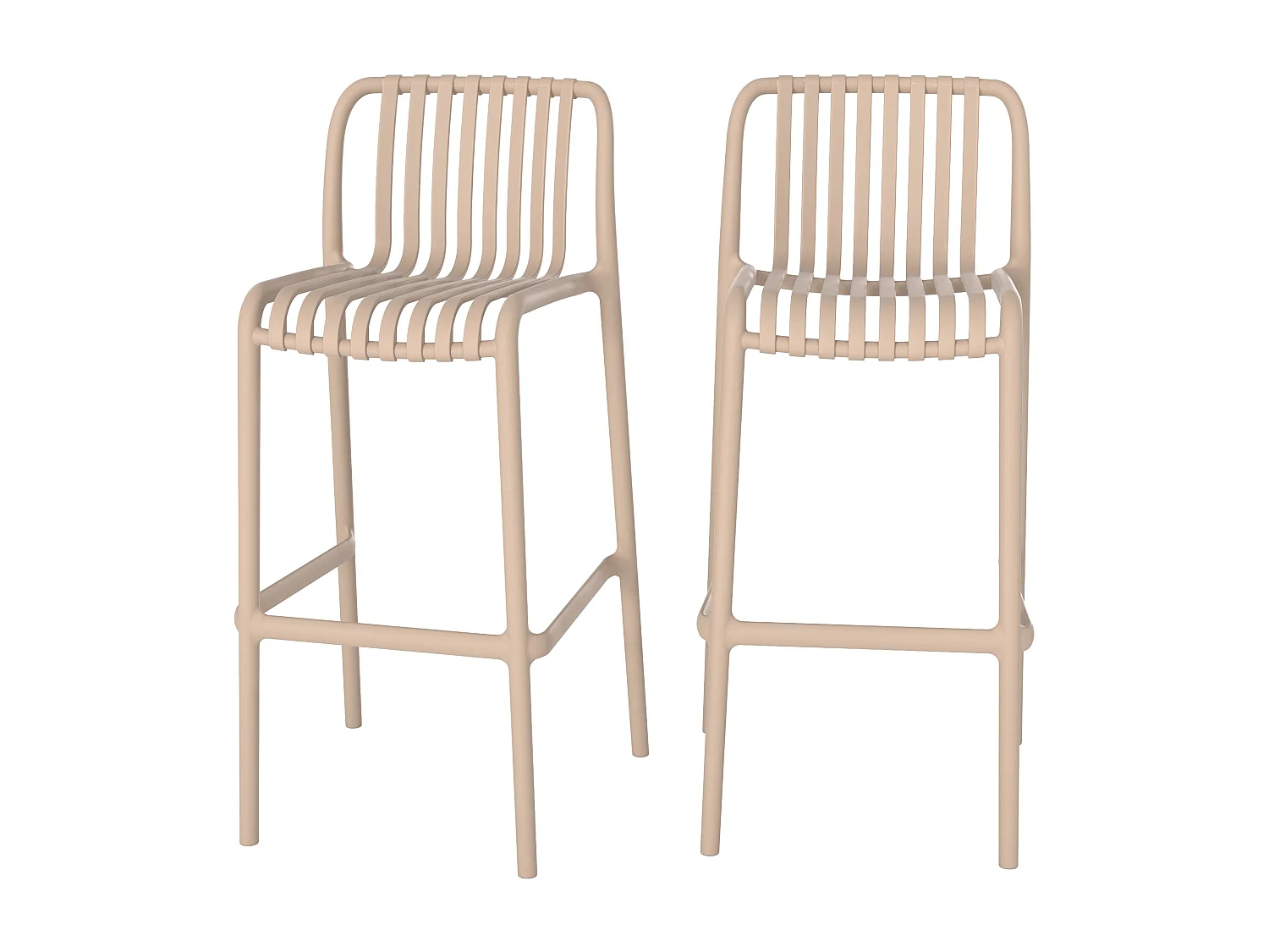 Set di 2 sedie da bar da giardino 76 cm in plastica beige - Duli