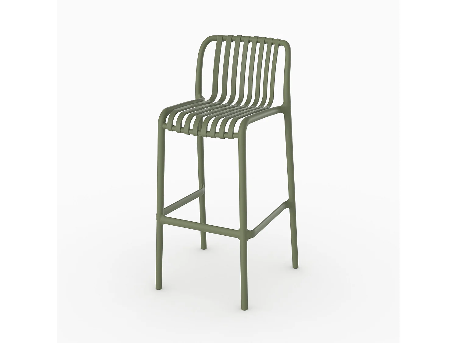 Set di 2 sedie da bar da giardino 76 cm in plastica verde kaki - Duli