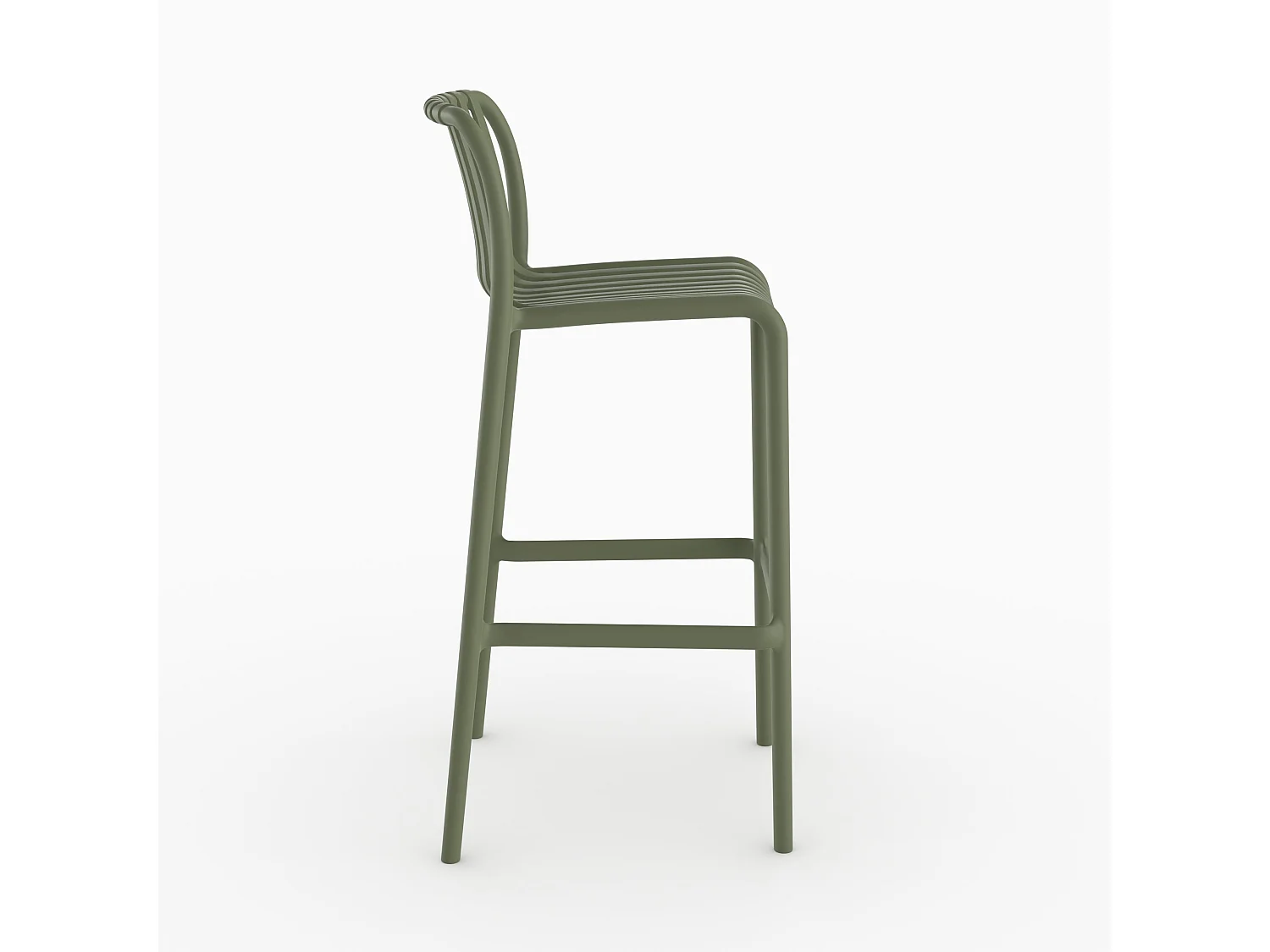 Set di 2 sedie da bar da giardino 76 cm in plastica verde kaki - Duli