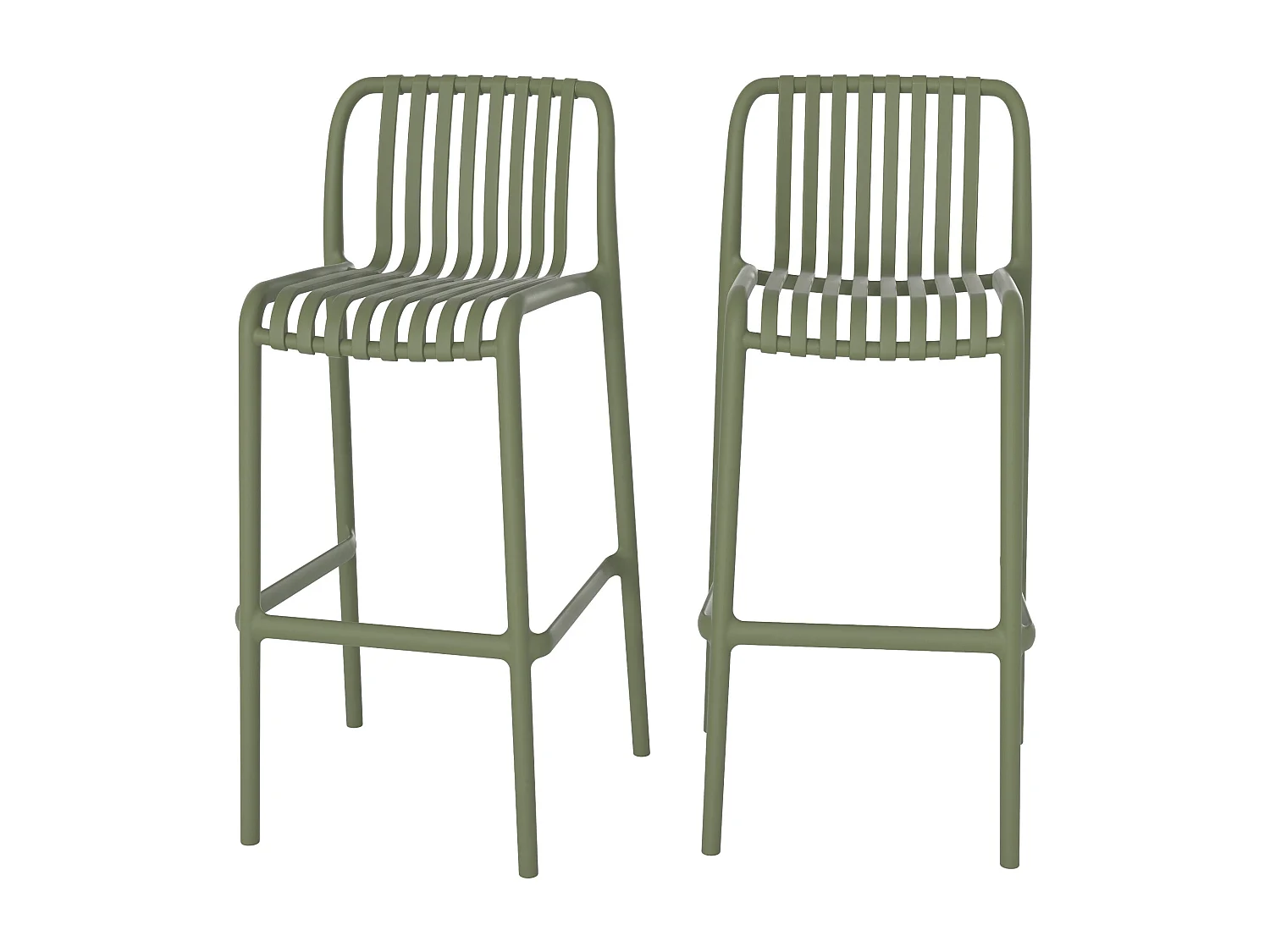 Set di 2 sedie da bar da giardino 76 cm in plastica verde kaki - Duli