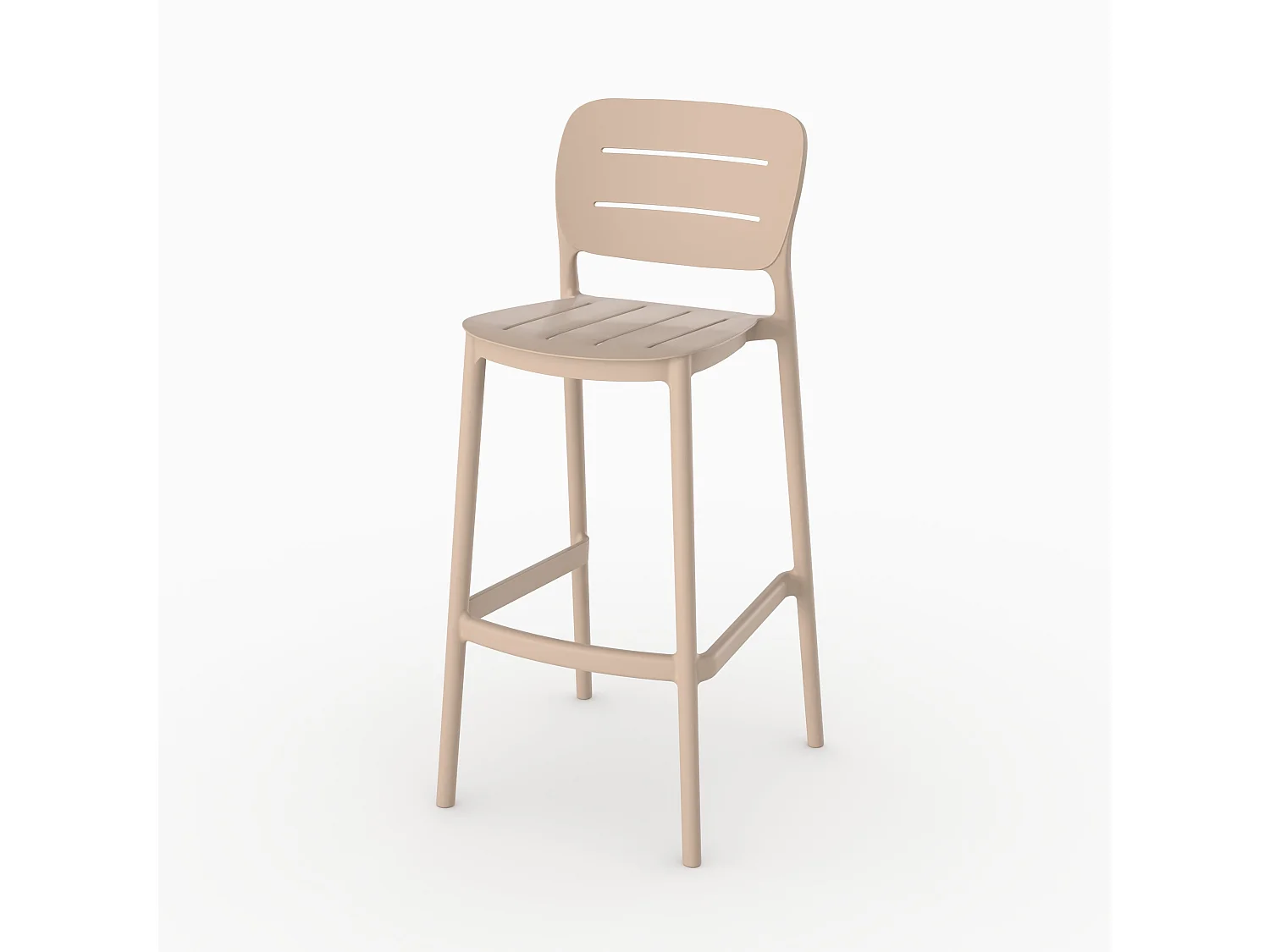 Conjunto de 2 sillas de bar de jardín de 75 cm en plástico beige - Lola