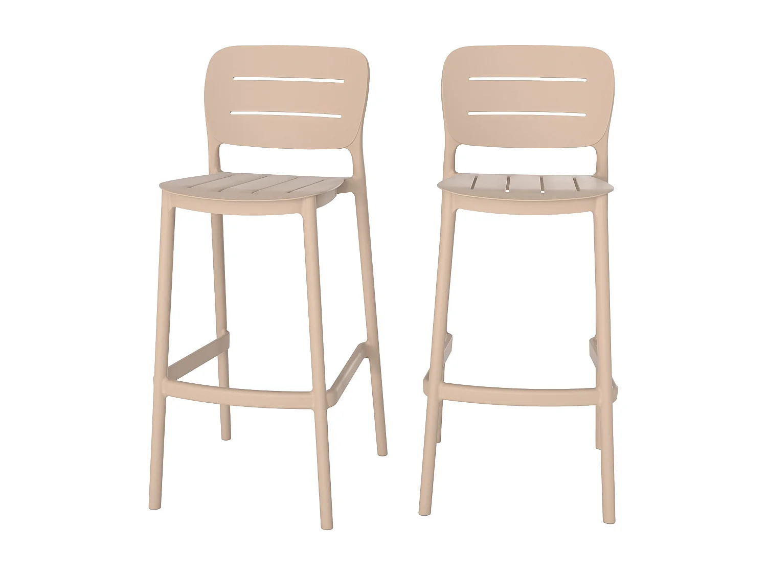 Conjunto de 2 sillas de bar de jardín de 75 cm en plástico beige - Lola