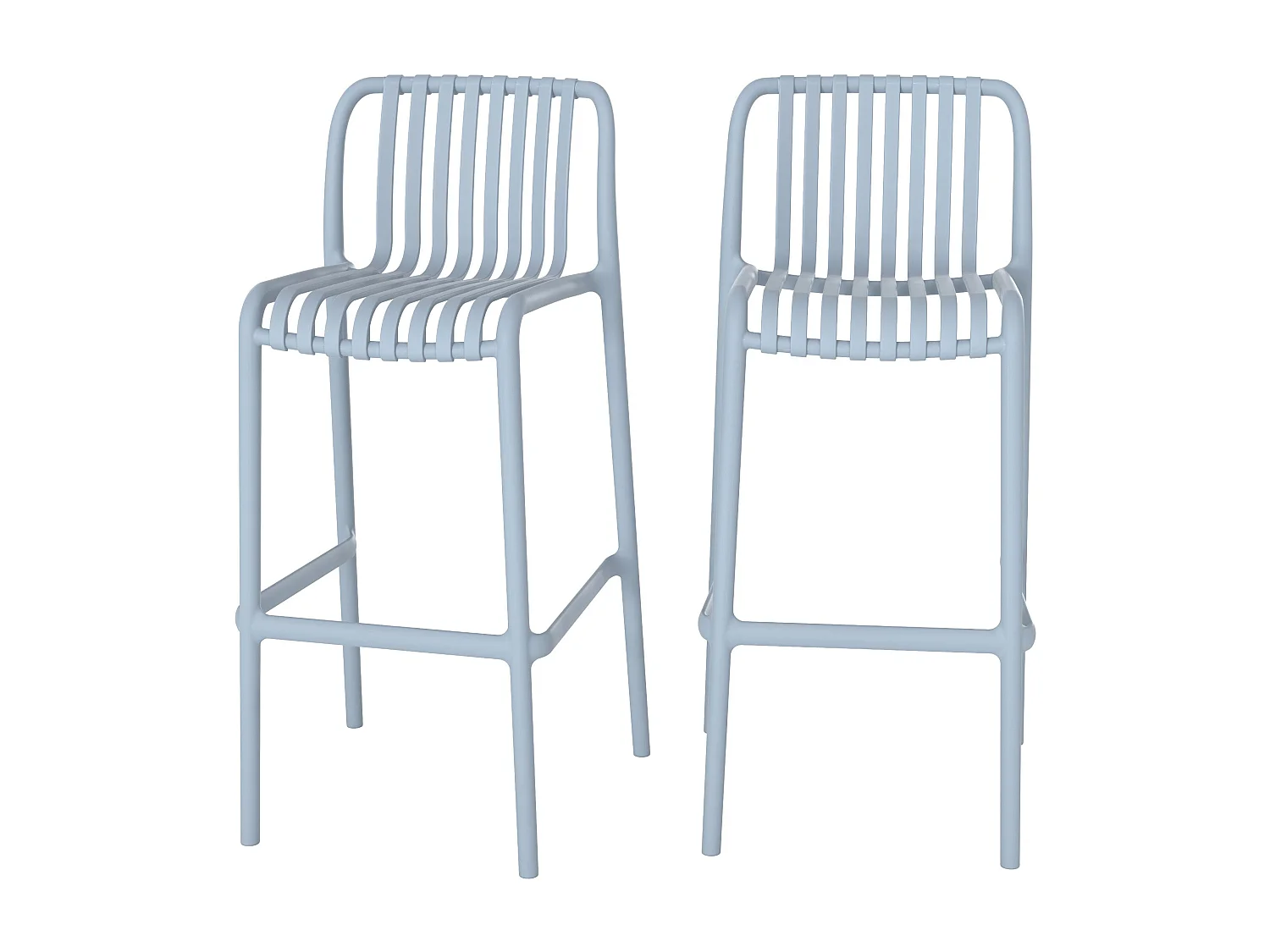 Lot de 2 chaises de bar de jardin 76 cm en plastique bleu pastel - Duli