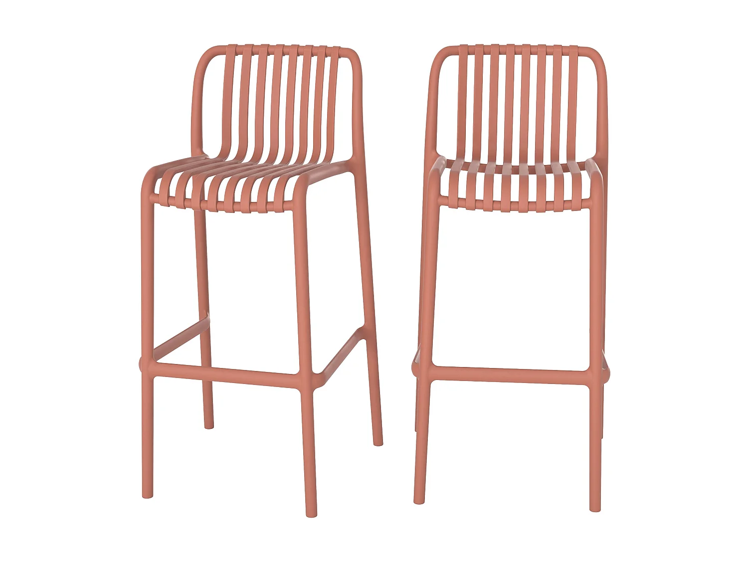 Lot de 2 chaises de bar de jardin 76 cm en plastique terracotta - Duli