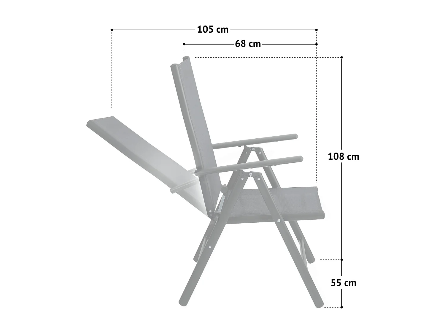 SVITA Set table de jardin et 4 chaises à dossier haut pliables fauteuils de camping métal Anthracite