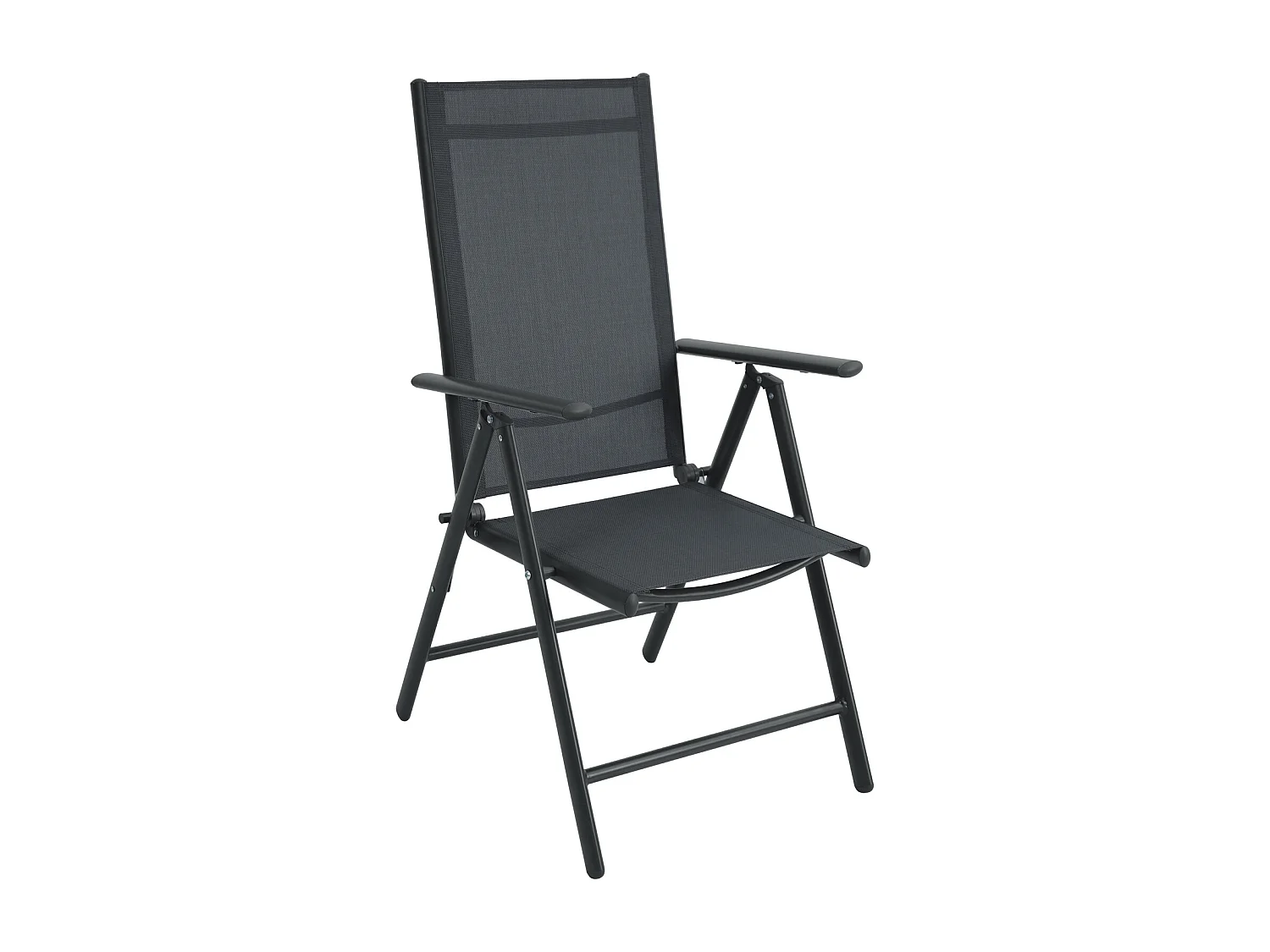 SVITA Set table de jardin et 4 chaises à dossier haut pliables fauteuils de camping métal Anthracite