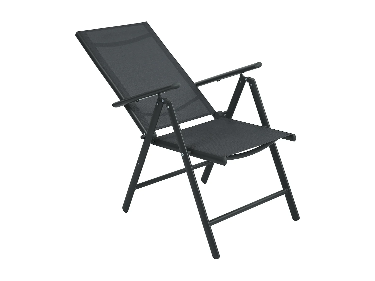 SVITA Set table de jardin et 4 chaises à dossier haut pliables fauteuils de camping métal Anthracite