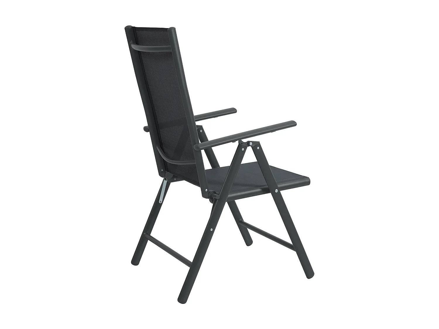 SVITA Set table de jardin et 4 chaises à dossier haut pliables fauteuils de camping métal Anthracite