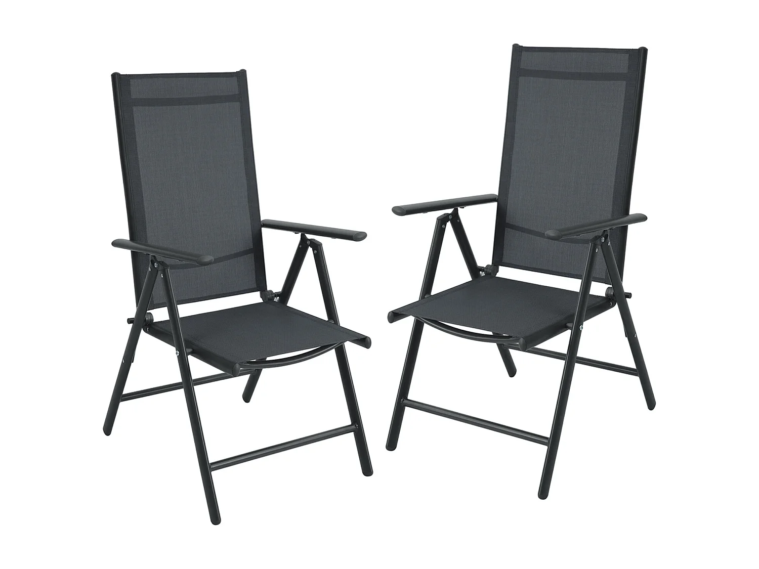 SVITA Lot de 2 chaises de jardin à dossier haut pliables Fauteuils de camping pliants Aluminium Anthracite