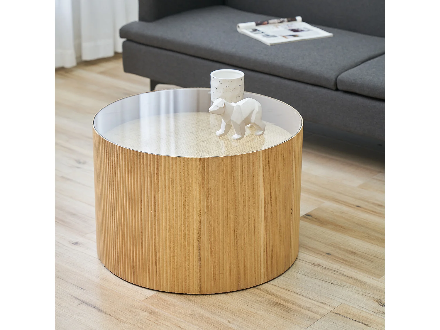 SVITA CARLA Table d'appoint Table de salon 59x39cm (Ø x H) Bois de Paulownia Naturel