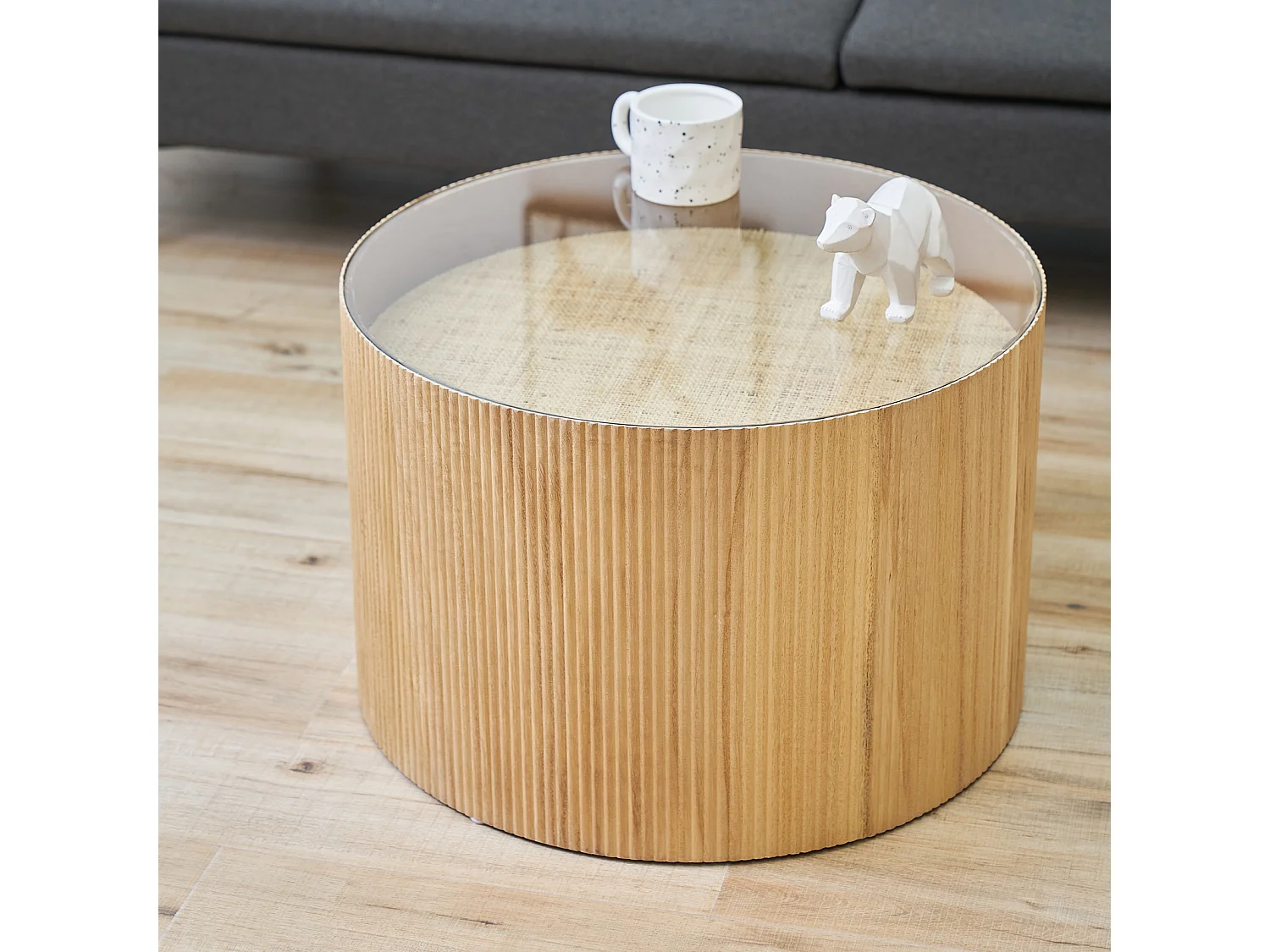 SVITA CARLA Table d'appoint Table de salon 59x39cm (Ø x H) Bois de Paulownia Naturel
