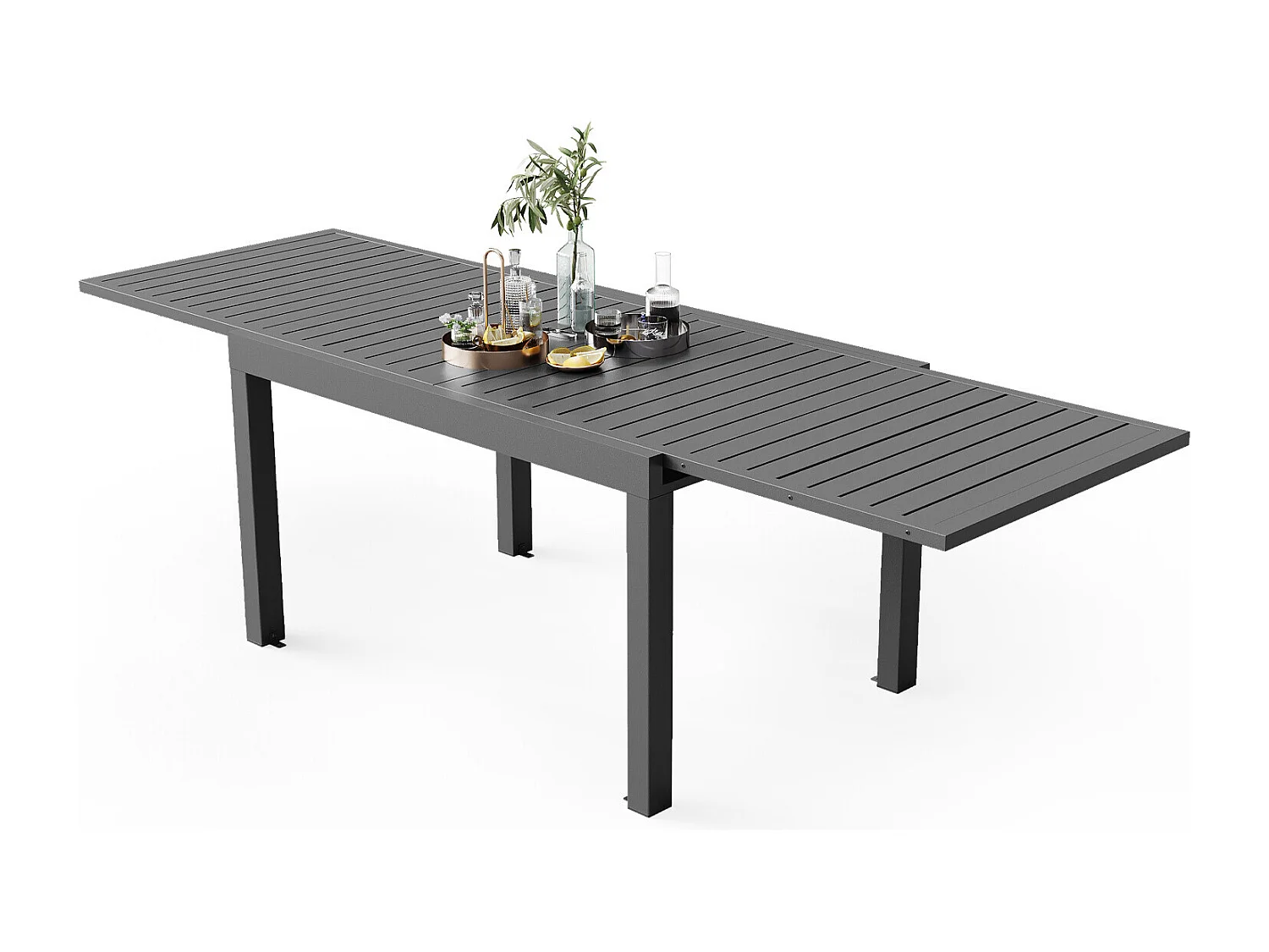 Table de jardin rectangulaire en aluminium Gunji, table à manger extensible pour extérieur