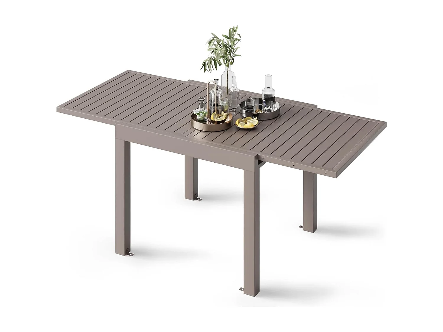Table de jardin rectangulaire en aluminium Gunji, table à manger extensible pour extérieur