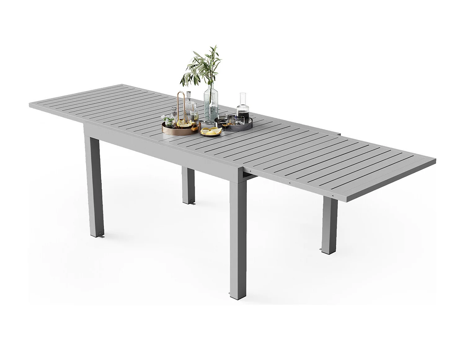 Table de jardin rectangulaire en aluminium Gunji, table à manger extensible pour extérieur