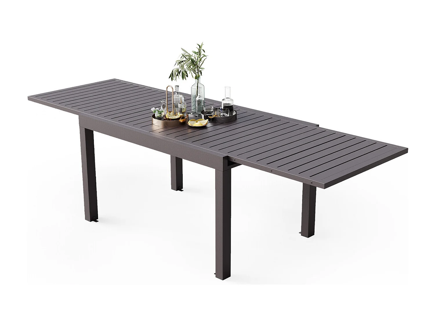 Table de jardin rectangulaire en aluminium Gunji, table à manger extensible pour extérieur