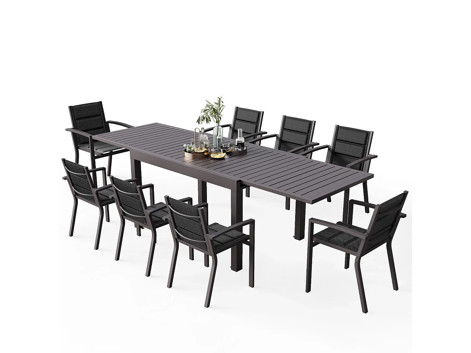 Table de jardin rectangulaire en aluminium Gunji, table à manger extensible pour extérieur