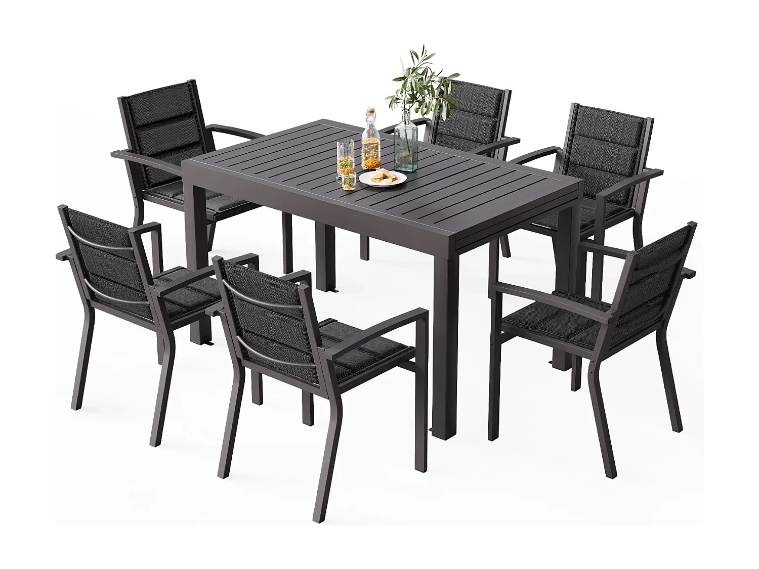 Table de jardin rectangulaire en aluminium Gunji, table à manger extensible pour extérieur