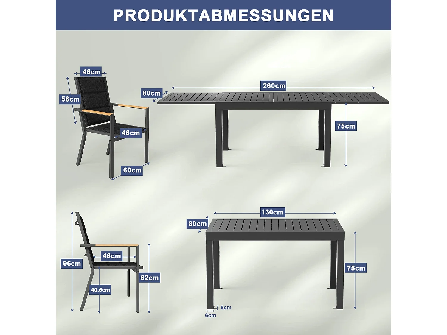 Table de jardin rectangulaire en aluminium Gunji, table à manger extensible pour extérieur