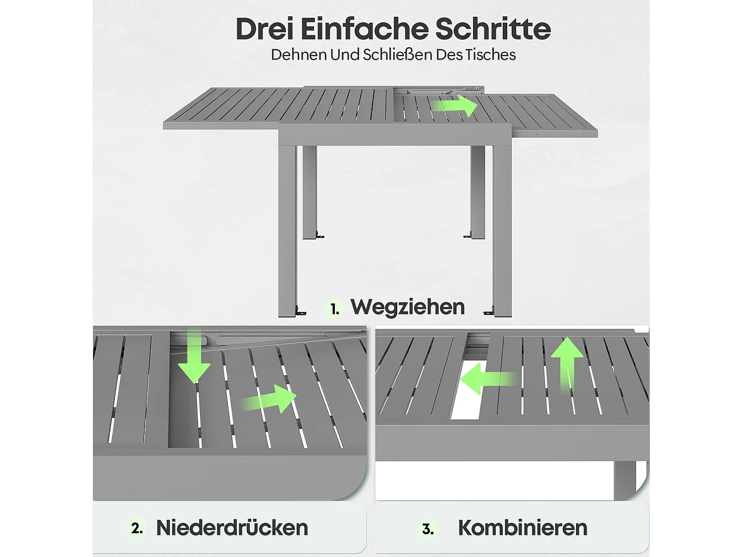 Table de jardin rectangulaire en aluminium Gunji, table à manger extensible pour extérieur