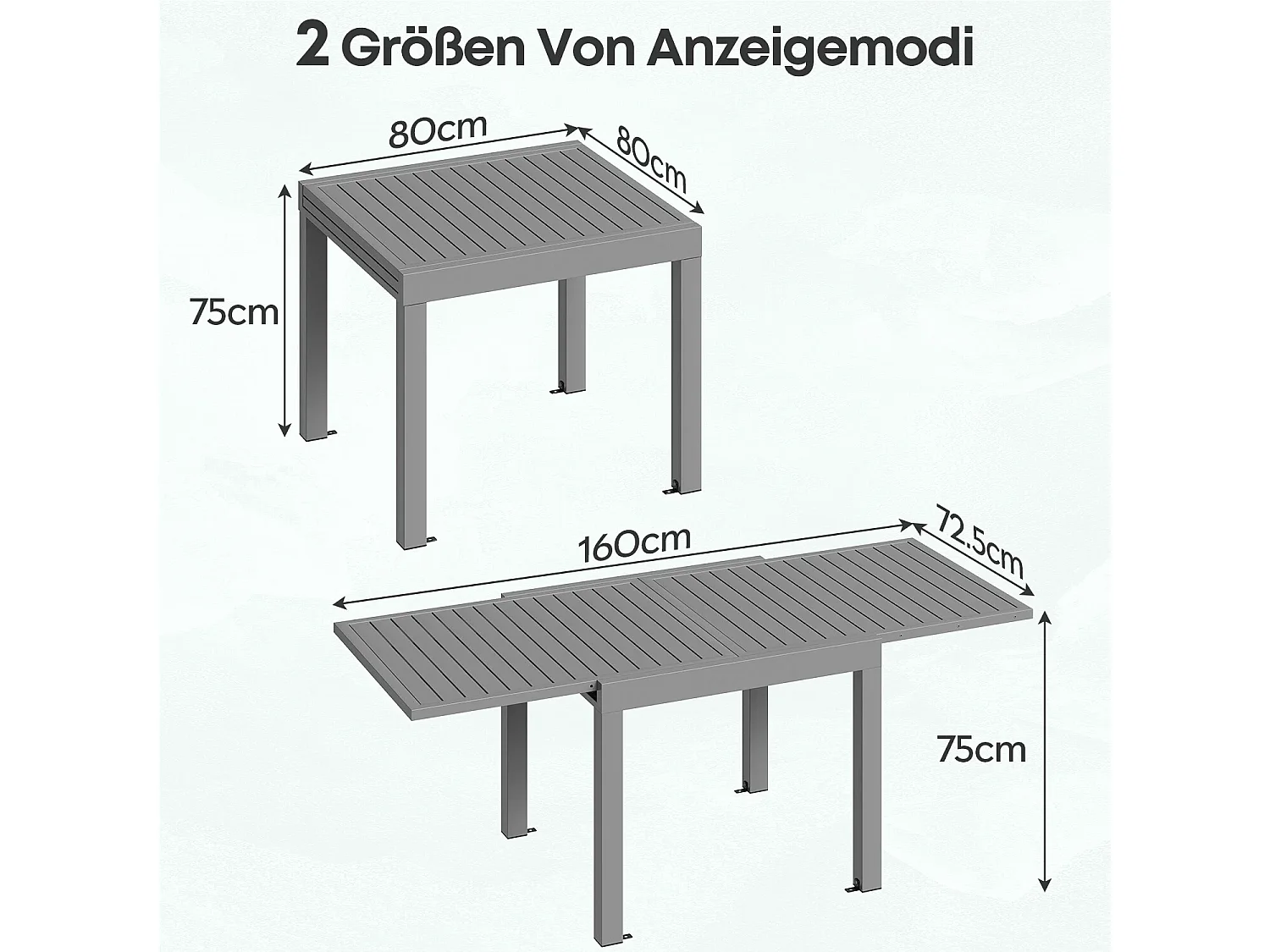 Table de jardin rectangulaire en aluminium Gunji, table à manger extensible pour extérieur
