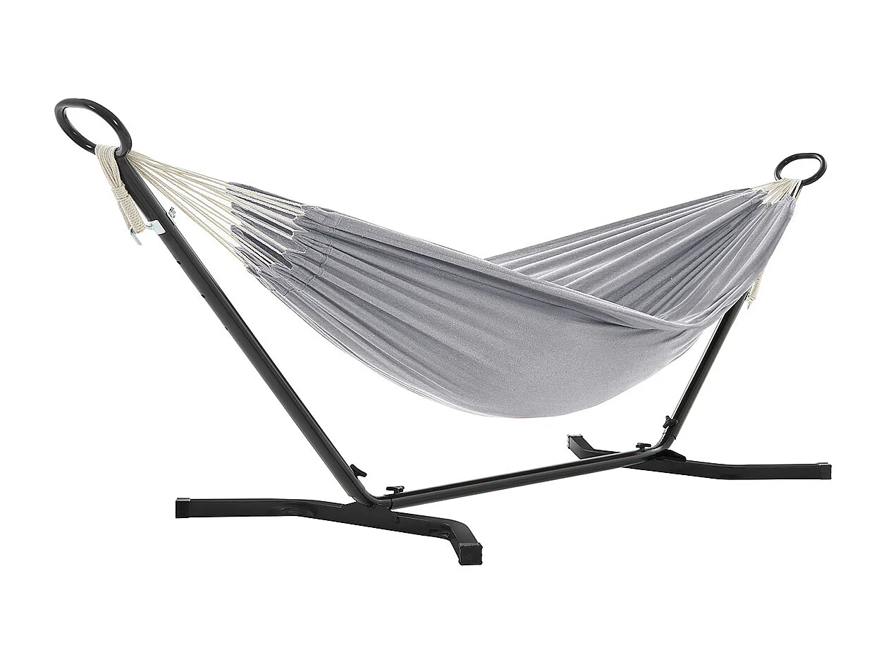 SONGMICS Hamac avec support, hamac 210 x 150 cm, 5 hauteurs réglables, hamac portable avec cadre en métal, capacité de charge 240 kg, patio, jardin, cour, support