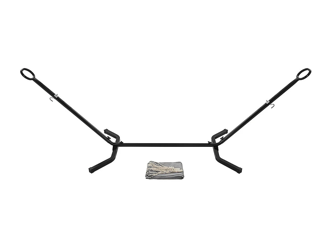 SONGMICS Hamac avec support, hamac 210 x 150 cm, 5 hauteurs réglables, hamac portable avec cadre en métal, capacité de charge 240 kg, patio, jardin, cour, support