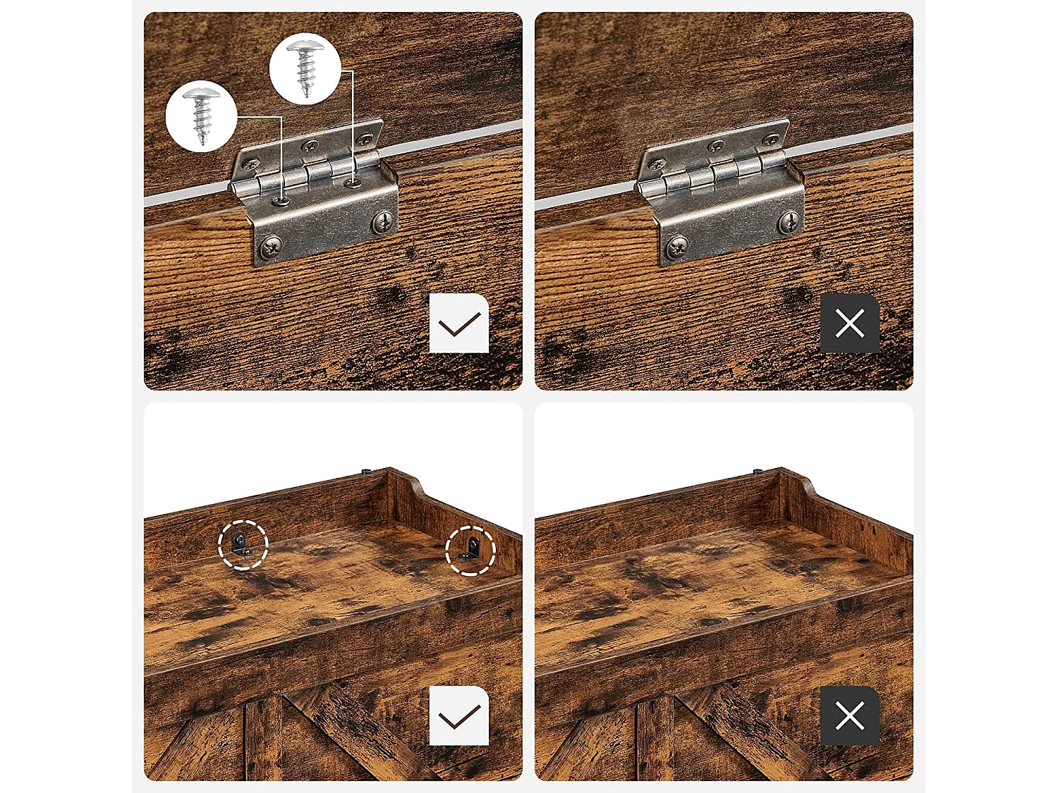 VASAGLE Coffre de rangement, banc de rangement, coffre à couvertures avec 2 charnières de sécurité, banc de rangement pour chaussures, style grange, 40 x 100 x 46